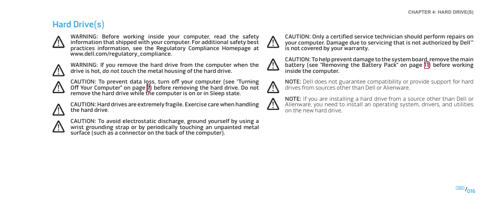 Hard drive(s) | Dell Alienware M17x (Mid 2009) User Manual | Page 16 / 104