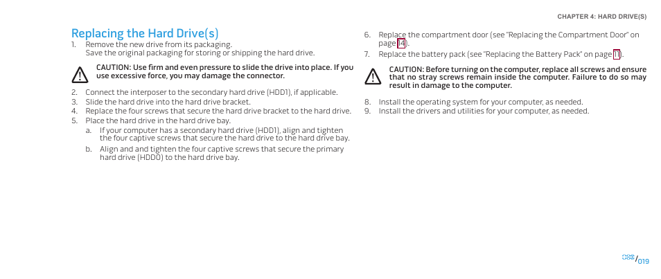 Replacing the hard drive(s) | Dell Alienware M17x (Mid 2009) User Manual | Page 19 / 104