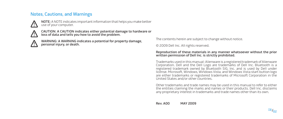 Dell Alienware M17x (Mid 2009) User Manual | Page 2 / 104