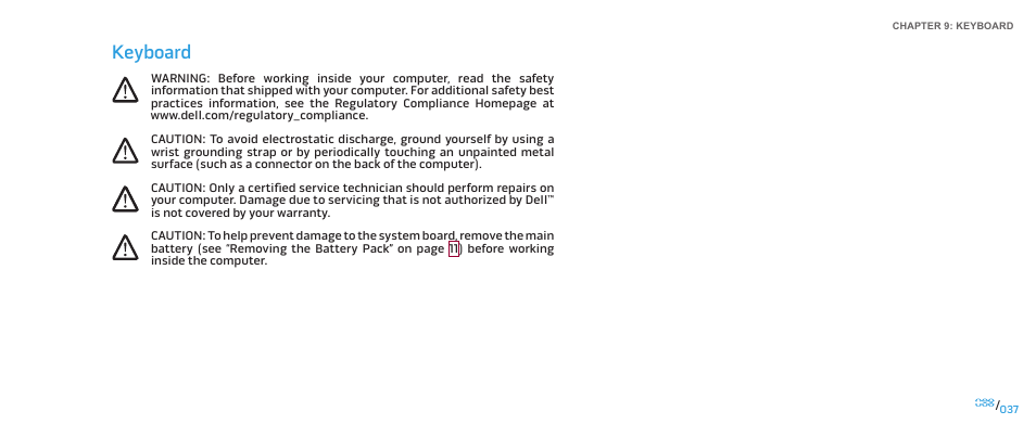 Keyboard | Dell Alienware M17x (Mid 2009) User Manual | Page 37 / 104