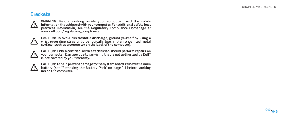 Brackets | Dell Alienware M17x (Mid 2009) User Manual | Page 46 / 104