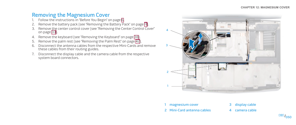 Removing the magnesium cover | Dell Alienware M17x (Mid 2009) User Manual | Page 50 / 104