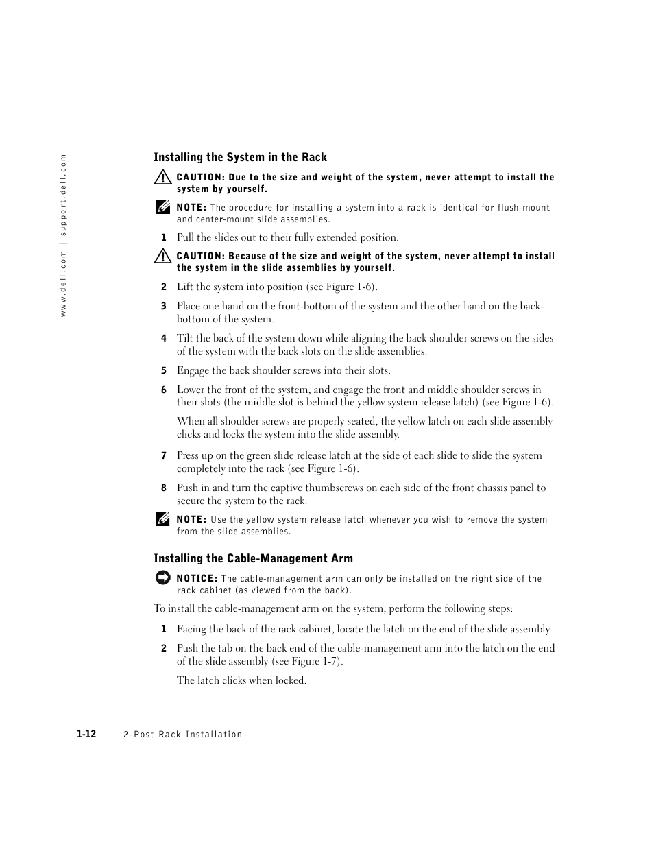 Installing the system in the rack, Installing the cable-management arm | Dell PowerEdge 2650 User Manual | Page 16 / 20