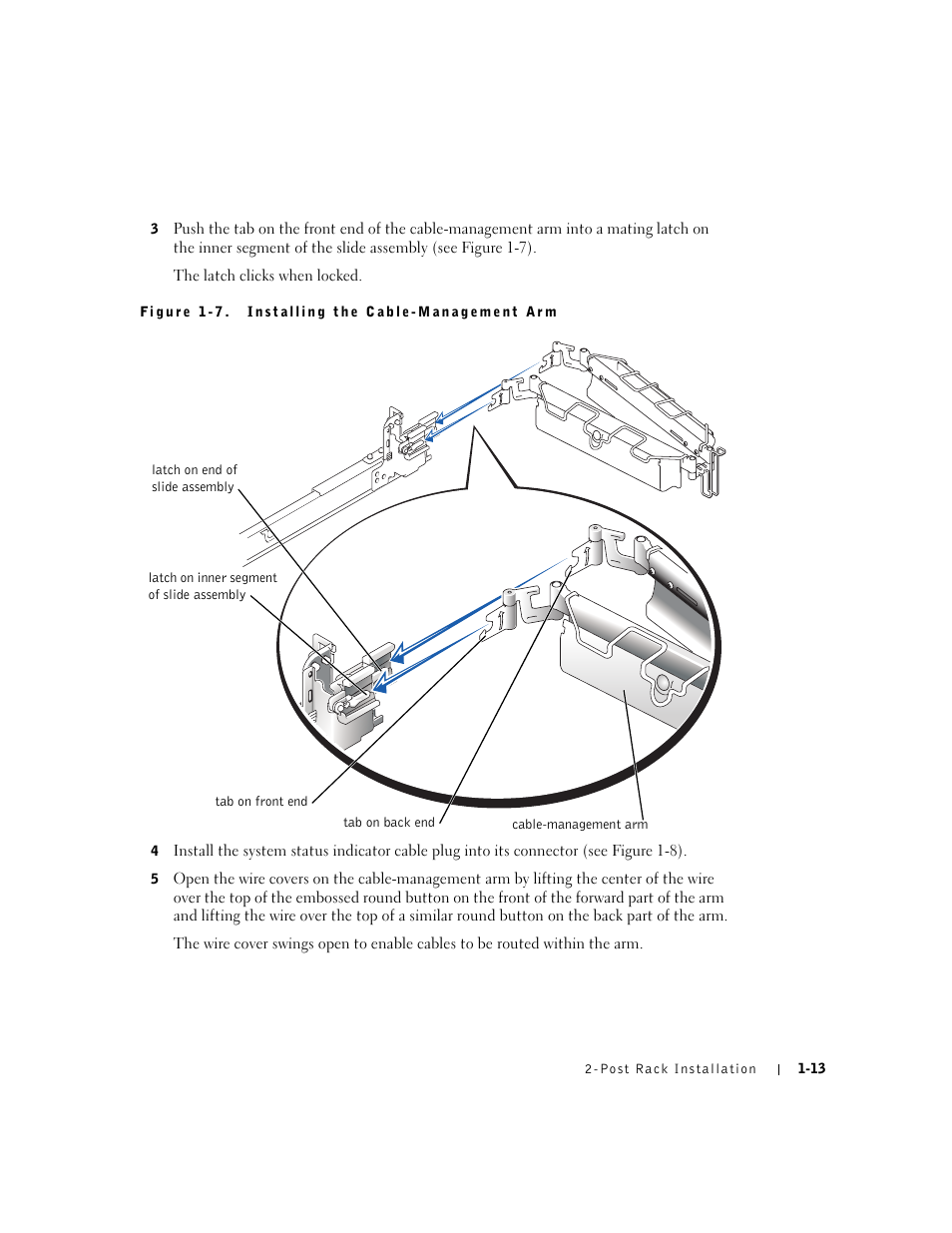 Figure 1-7, Installing the cable-management arm, Ee figure 1-7) | Dell PowerEdge 2650 User Manual | Page 17 / 20