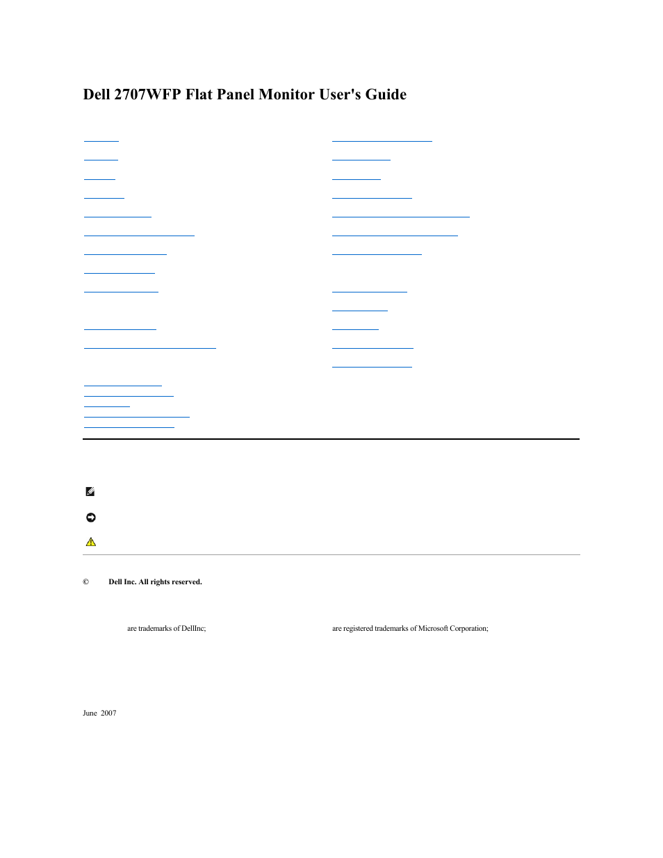 Dell 2707WFP Monitor User Manual | 48 pages