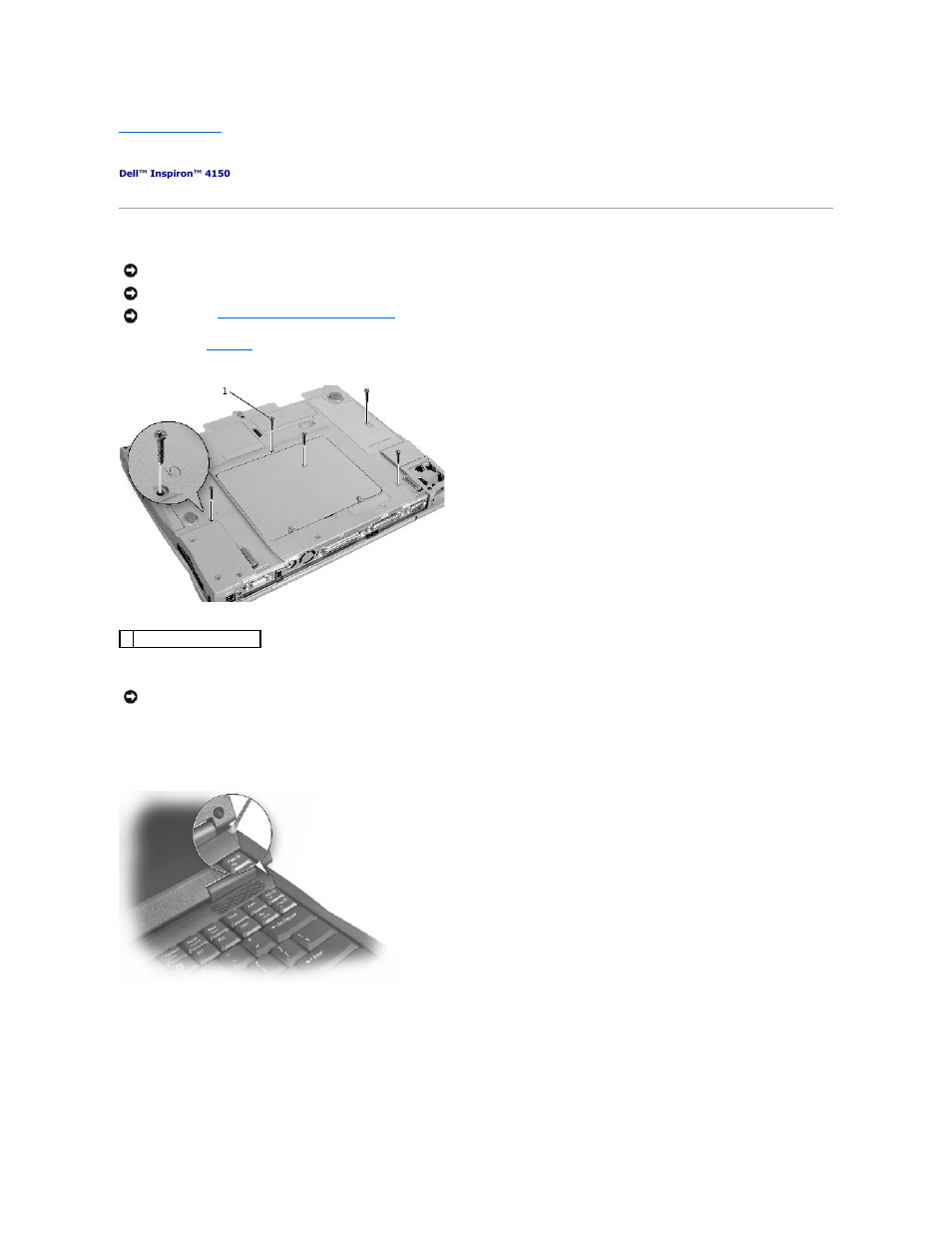 Keyboard, Removing the keyboard | Dell Inspiron 4150 User Manual | Page 25 / 71