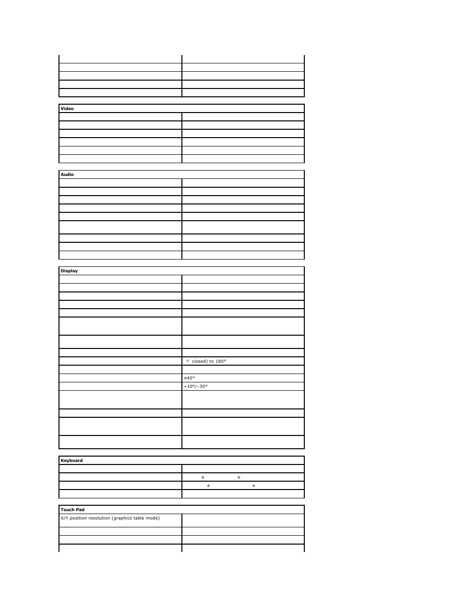 Video, Audio, Display | Keyboard, Touch pad | Dell Inspiron 4150 User Manual | Page 54 / 71