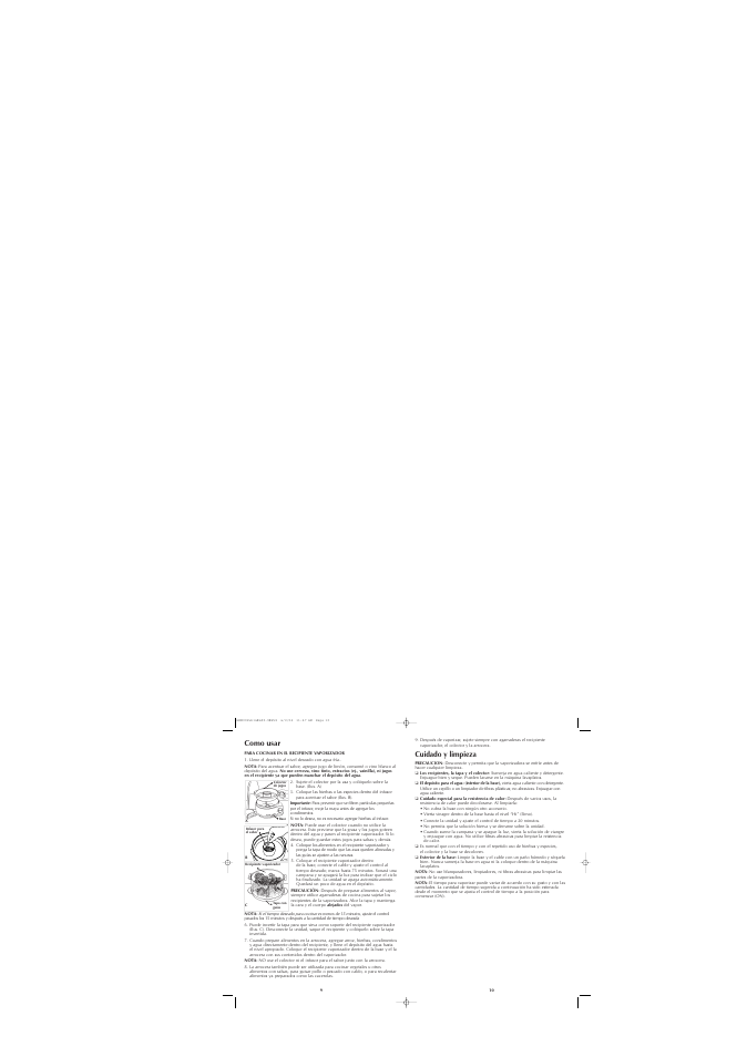 Como usar, Cuidado y limpieza | Black & Decker HS800 User Manual | Page 6 / 13