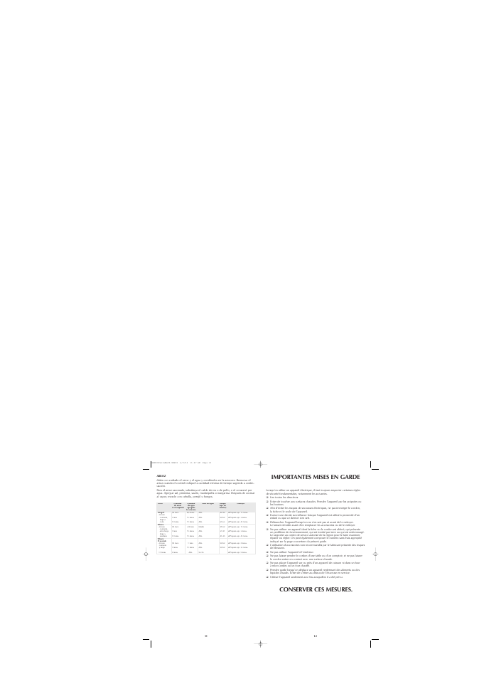 Importantes mises en garde, Conserver ces mesures | Black & Decker HS800 User Manual | Page 7 / 13