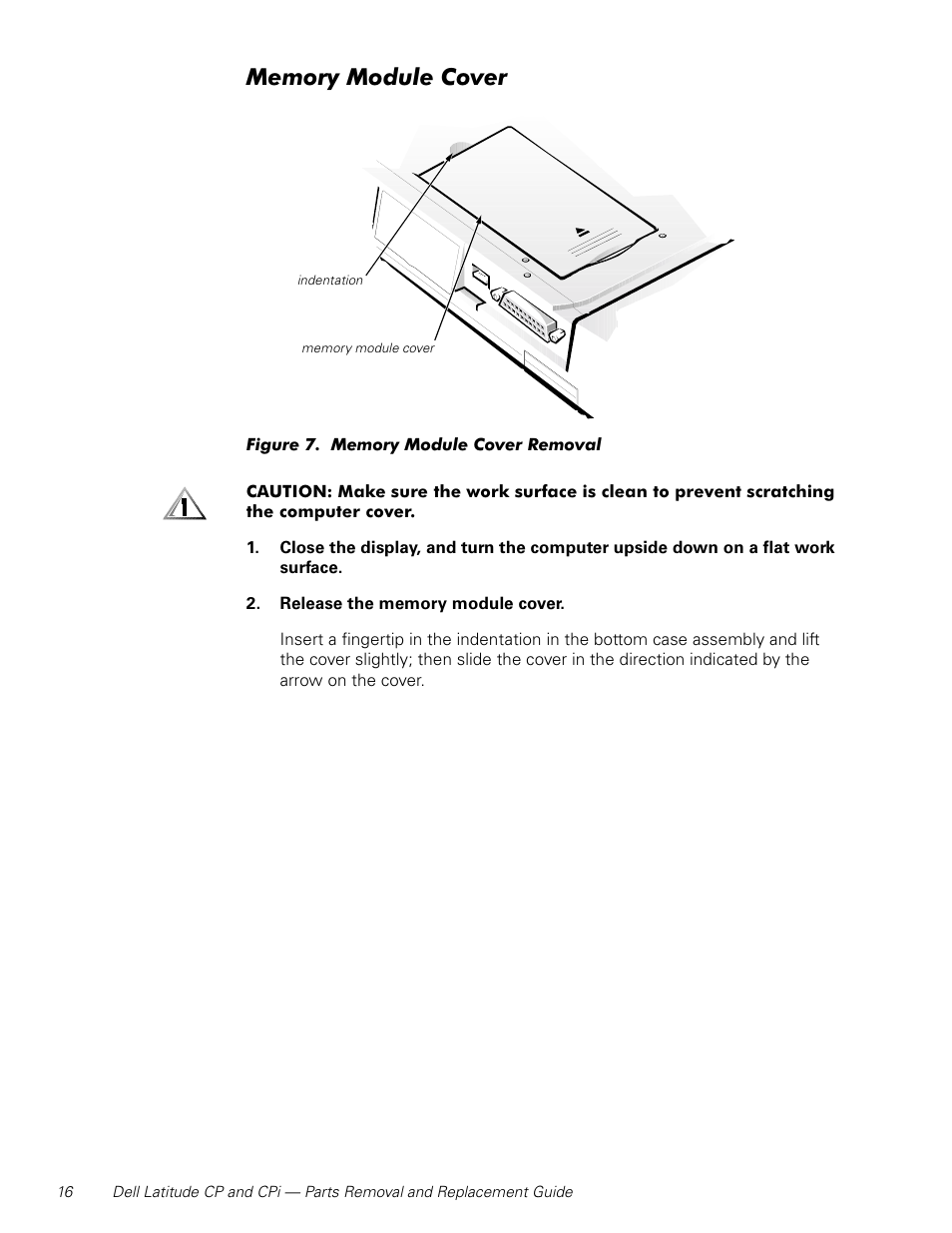 Memory module cover | Dell Latitude Cpi User Manual | Page 22 / 58
