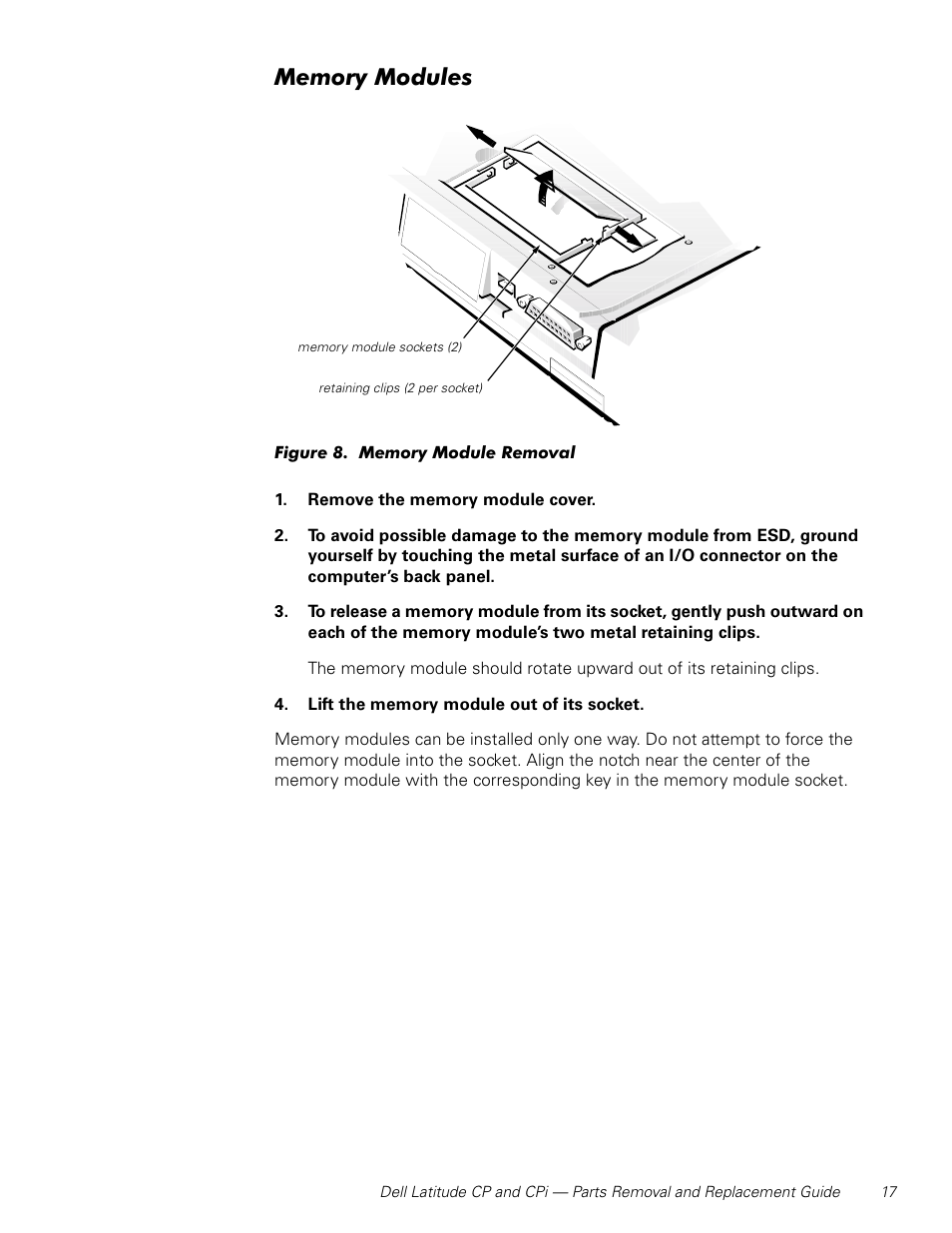Memory modules | Dell Latitude Cpi User Manual | Page 23 / 58