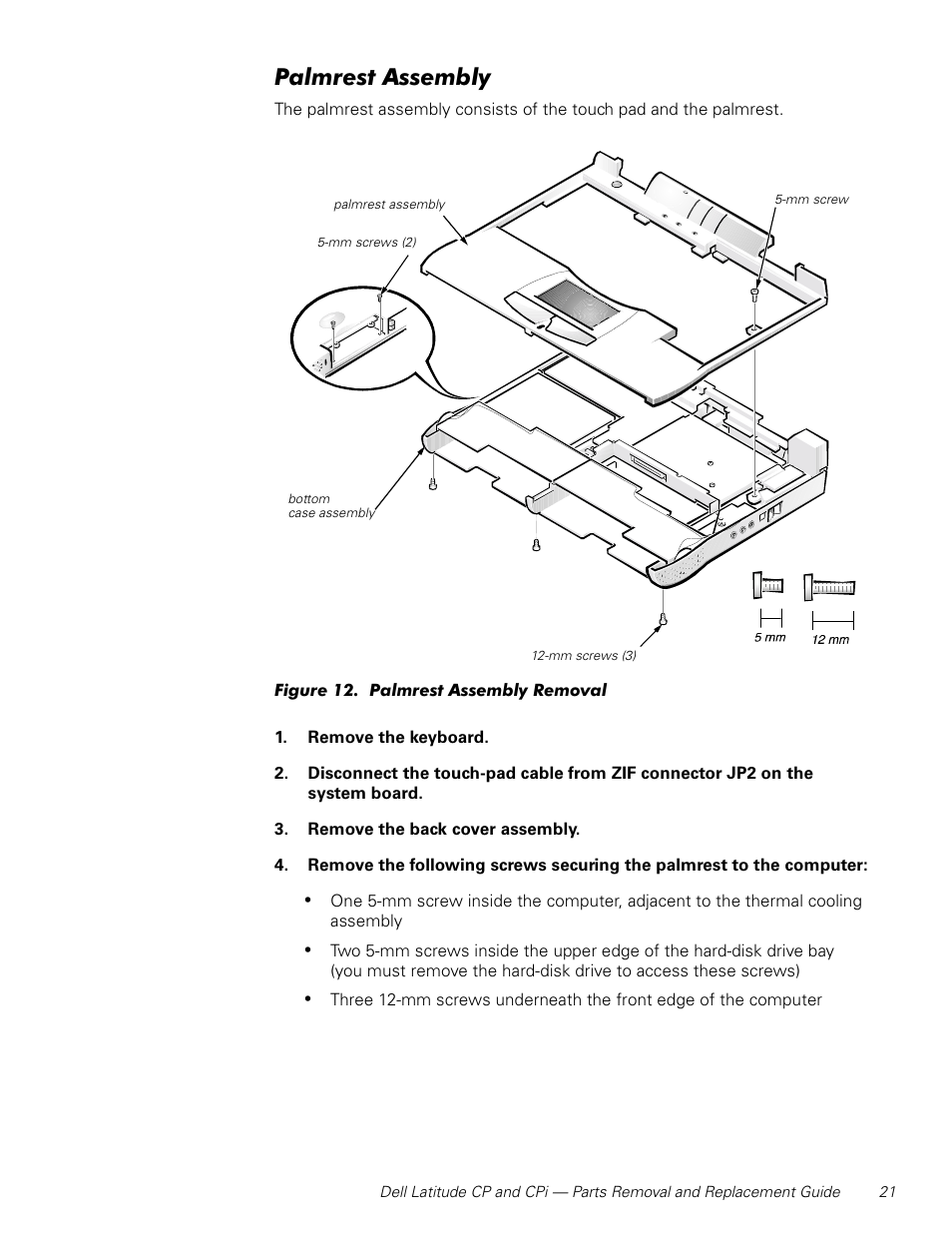 Palmrest assembly | Dell Latitude Cpi User Manual | Page 27 / 58