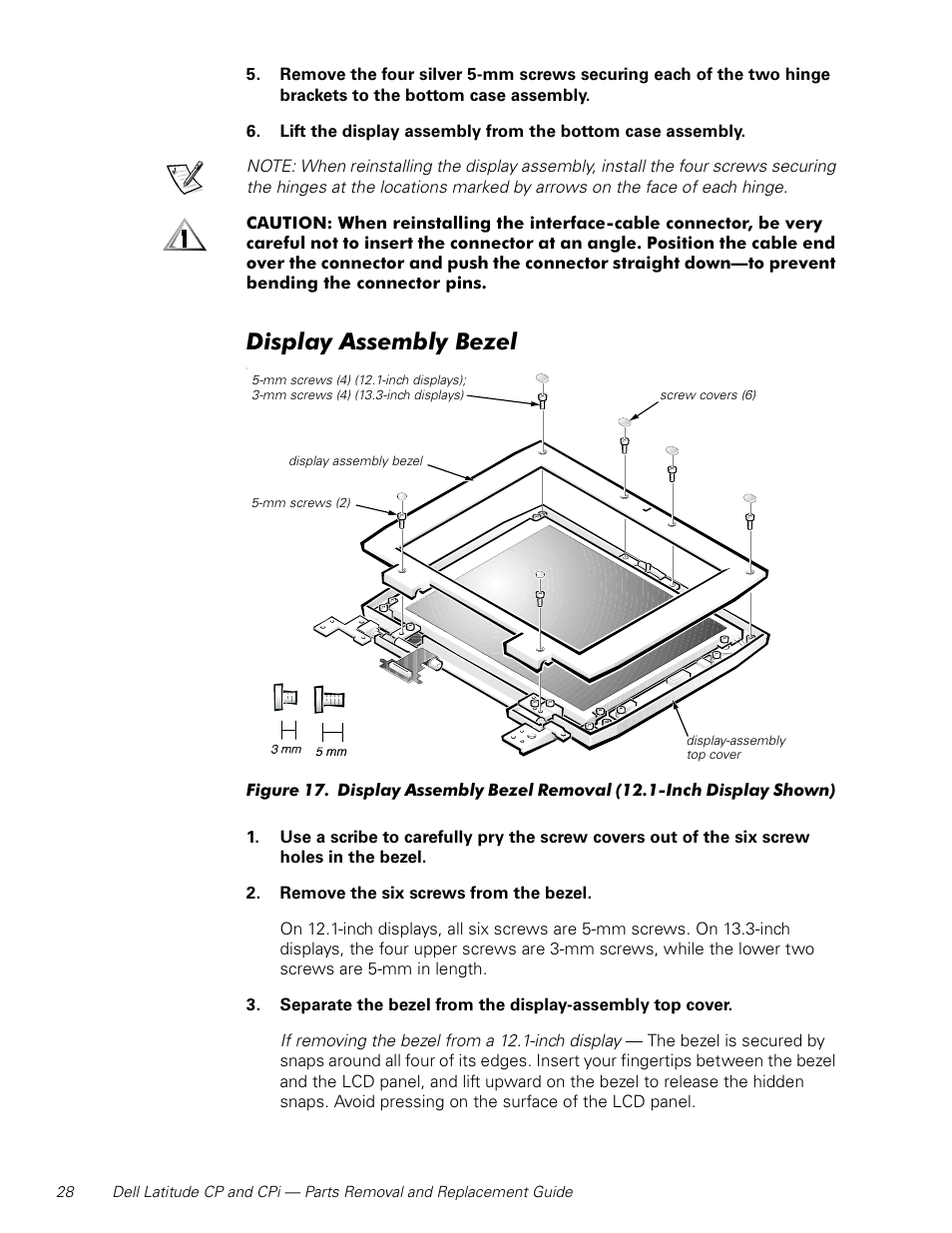Display assembly bezel | Dell Latitude Cpi User Manual | Page 34 / 58