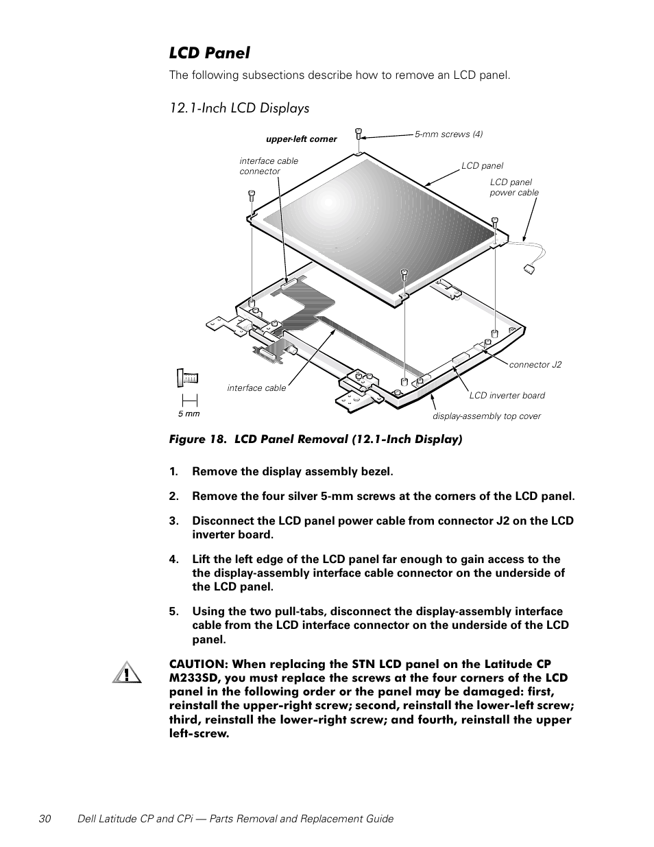 Lcd panel, Inch lcd displays | Dell Latitude Cpi User Manual | Page 36 / 58
