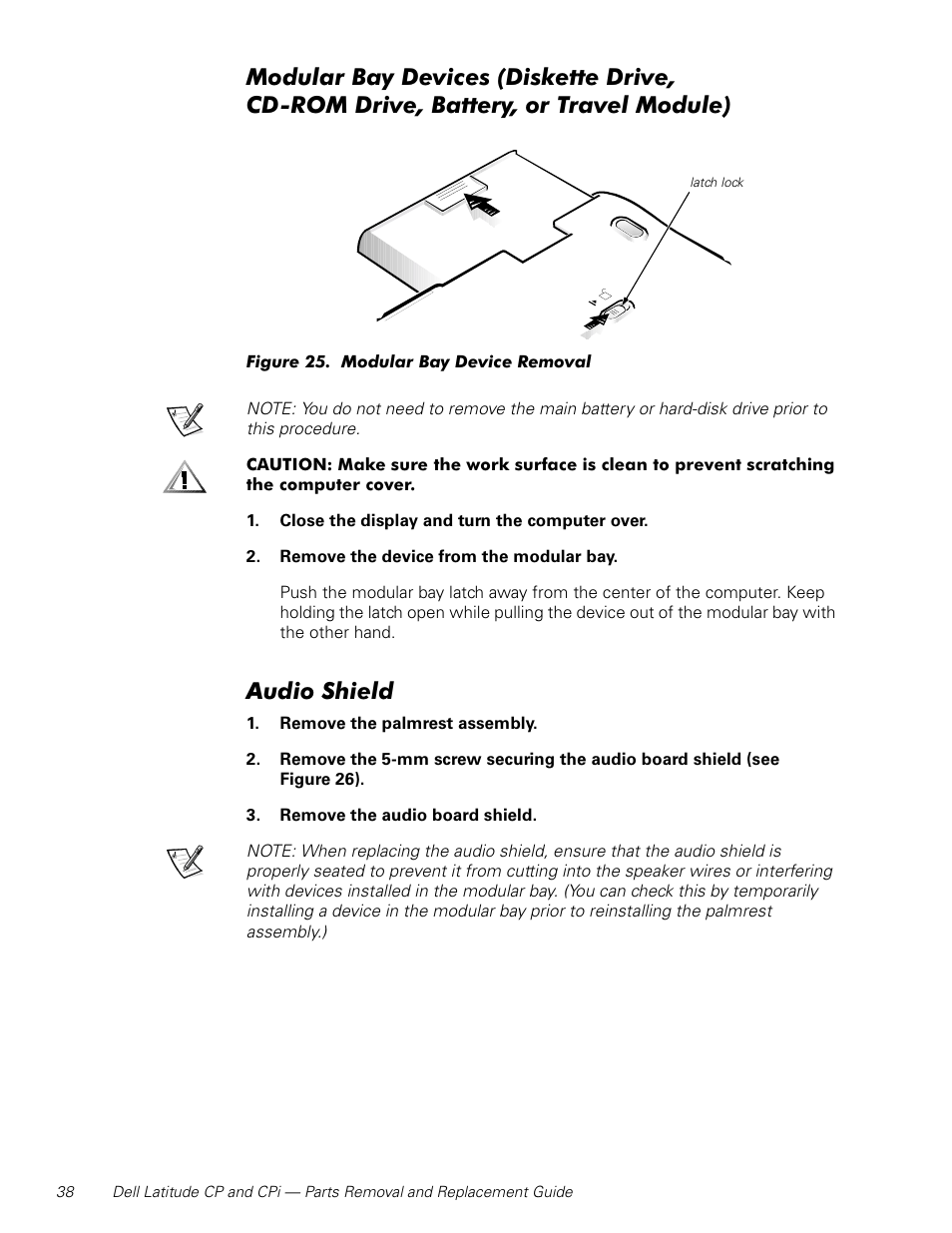 Audio shield | Dell Latitude Cpi User Manual | Page 44 / 58