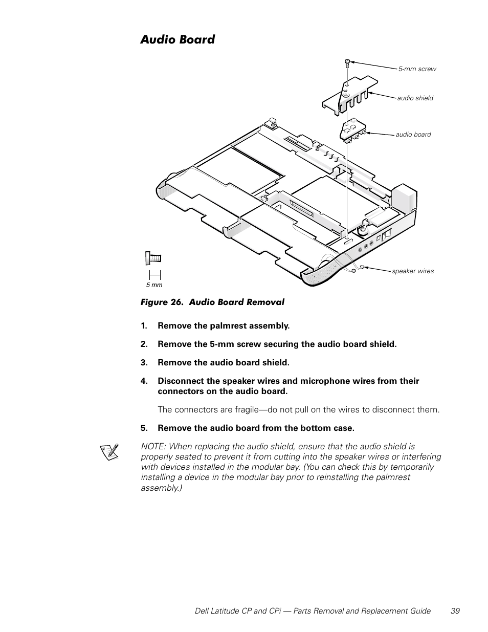 Audio board | Dell Latitude Cpi User Manual | Page 45 / 58