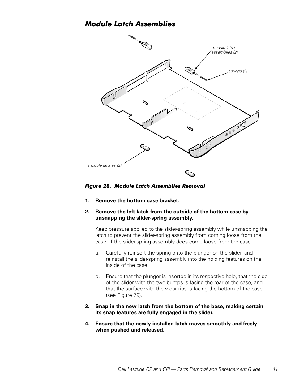 Module latch assemblies | Dell Latitude Cpi User Manual | Page 47 / 58