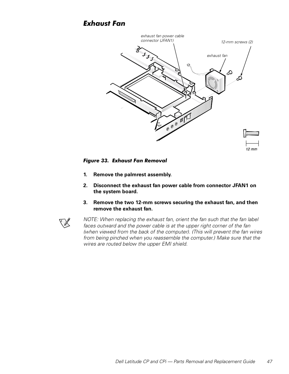 Exhaust fan | Dell Latitude Cpi User Manual | Page 53 / 58