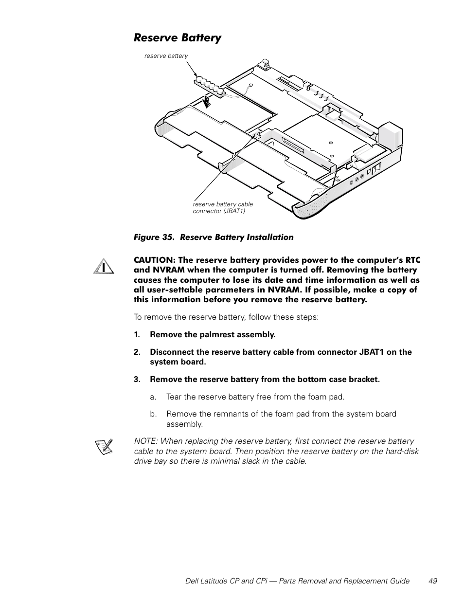 Reserve battery | Dell Latitude Cpi User Manual | Page 55 / 58