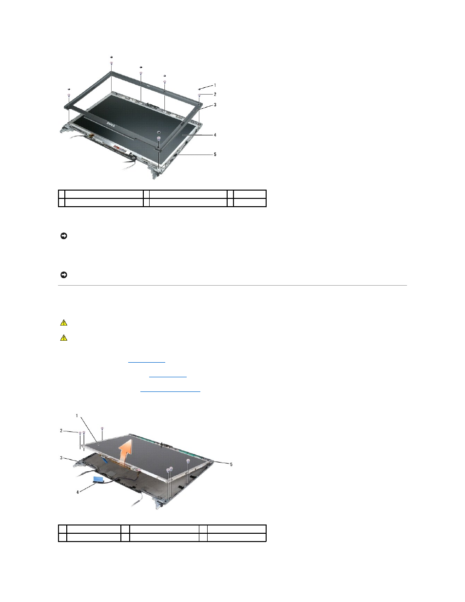 Removing the display panel | Dell Latitude D631 (Early 2009) User Manual | Page 13 / 43