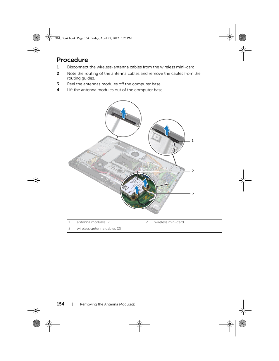 Procedure | Dell XPS One 2710 (Mid 2012) User Manual | Page 154 / 166