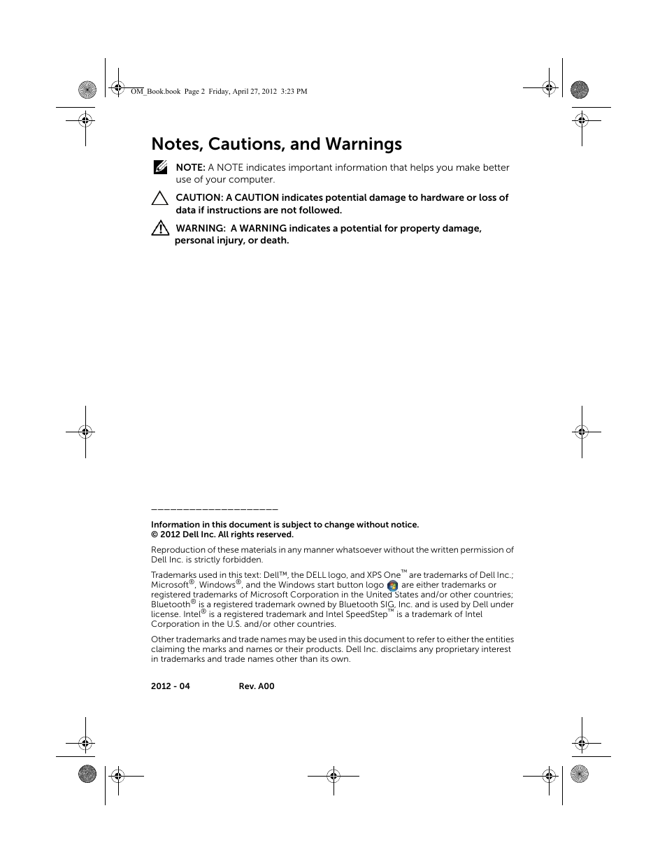 Dell XPS One 2710 (Mid 2012) User Manual | Page 2 / 166