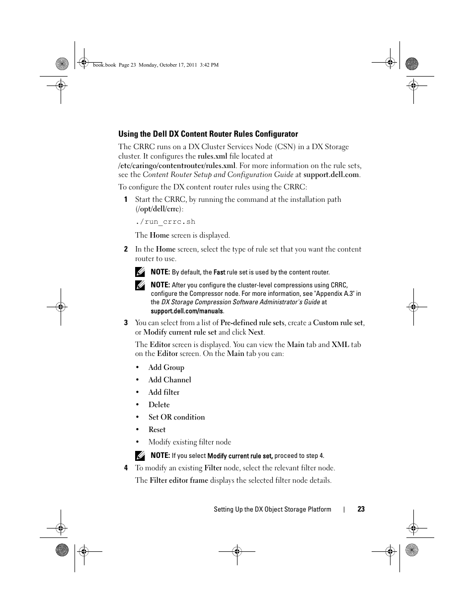 Using the dell dx content router, Rules configurator | Dell DX6004S User Manual | Page 23 / 50