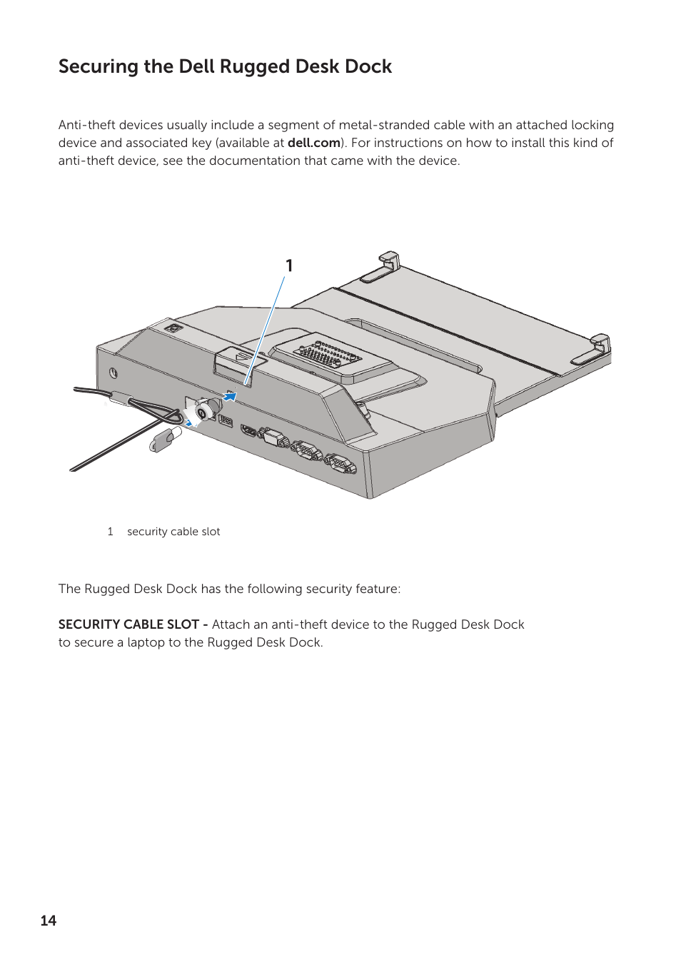 Securing the dell rugged desk dock | Dell Rugged Desk Dock User Manual | Page 14 / 23