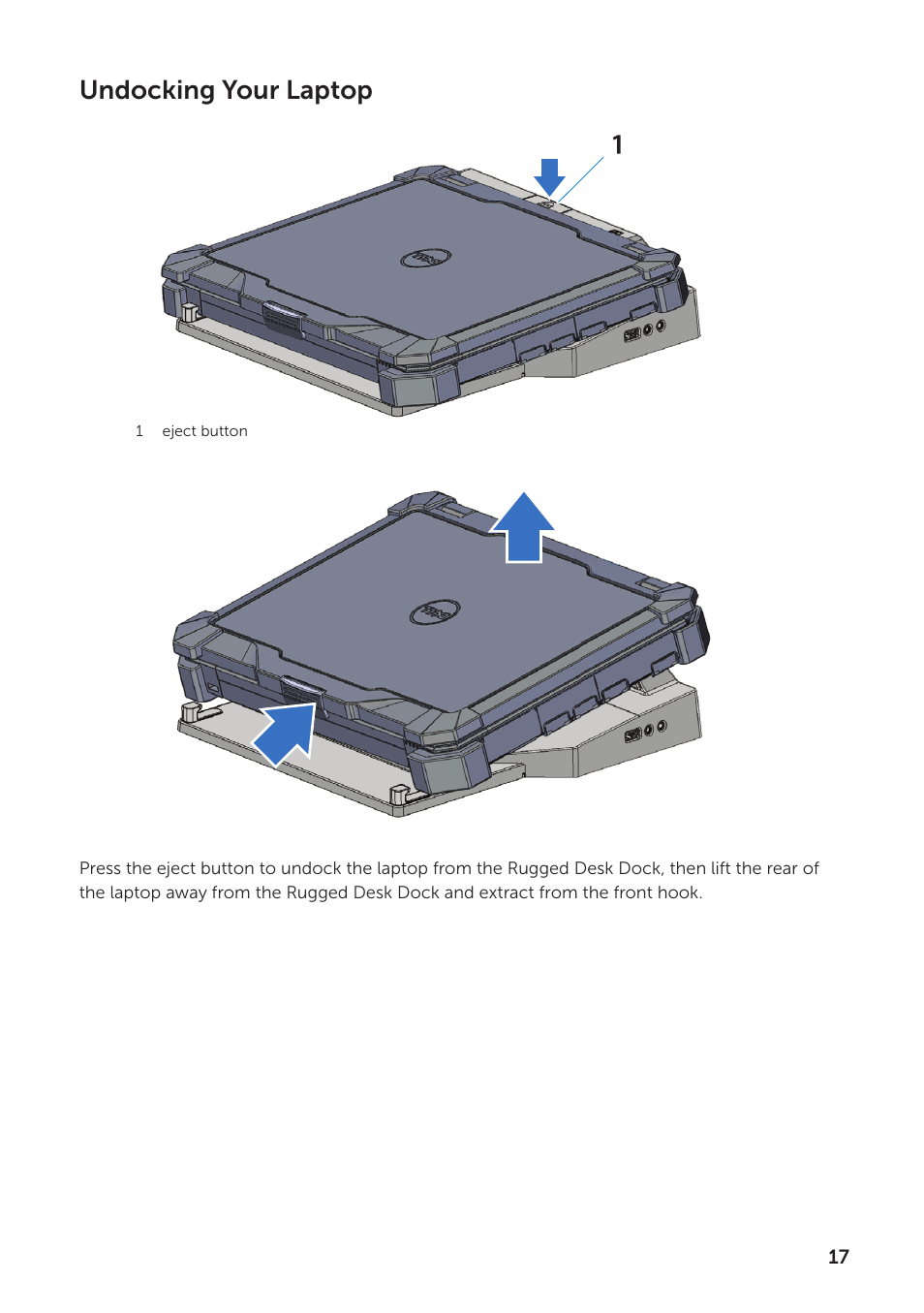 Undocking your laptop | Dell Rugged Desk Dock User Manual | Page 17 / 23