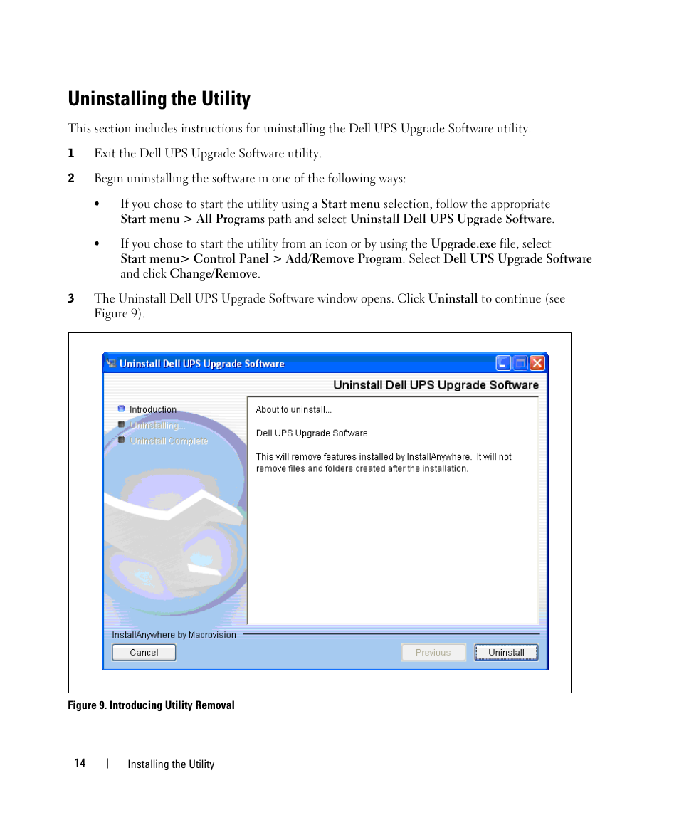 Uninstalling the utility | Dell UPS 1000T User Manual | Page 14 / 28