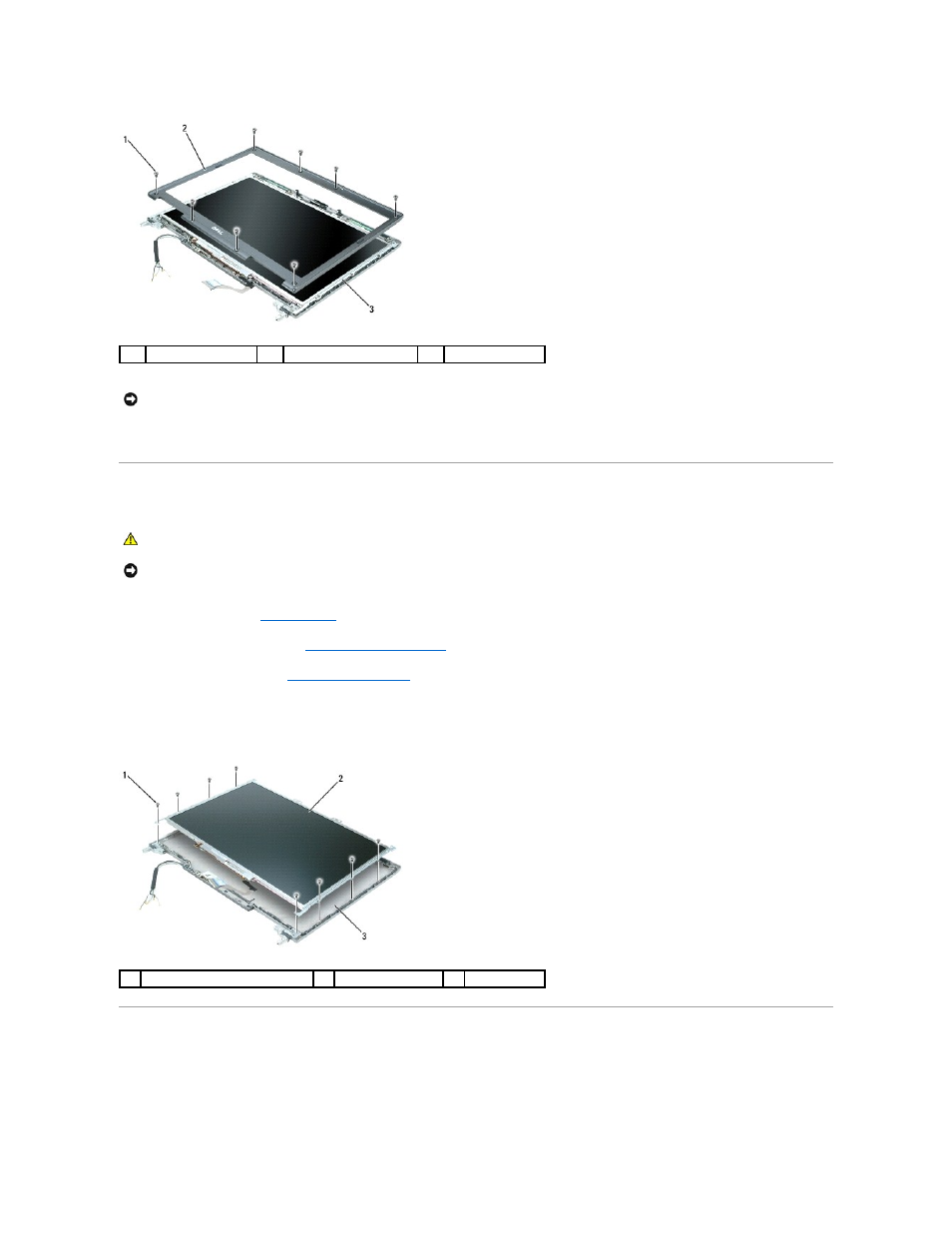 Removing the display panel, Installing the display panel | Dell Latitude D830 (Early 2007) User Manual | Page 18 / 45