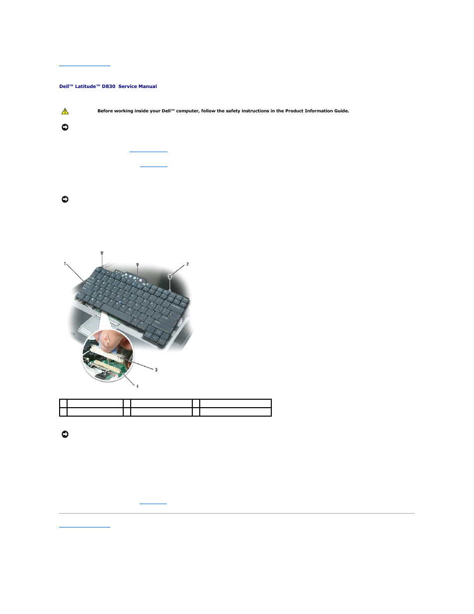 Keyboard | Dell Latitude D830 (Early 2007) User Manual | Page 29 / 45