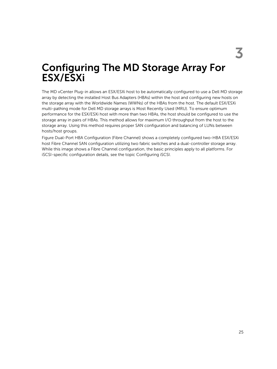 Configuring the md storage array for esx/esxi, 3 configuring the md storage array for esx/esxi | Dell PowerVault MD3260i User Manual | Page 25 / 88