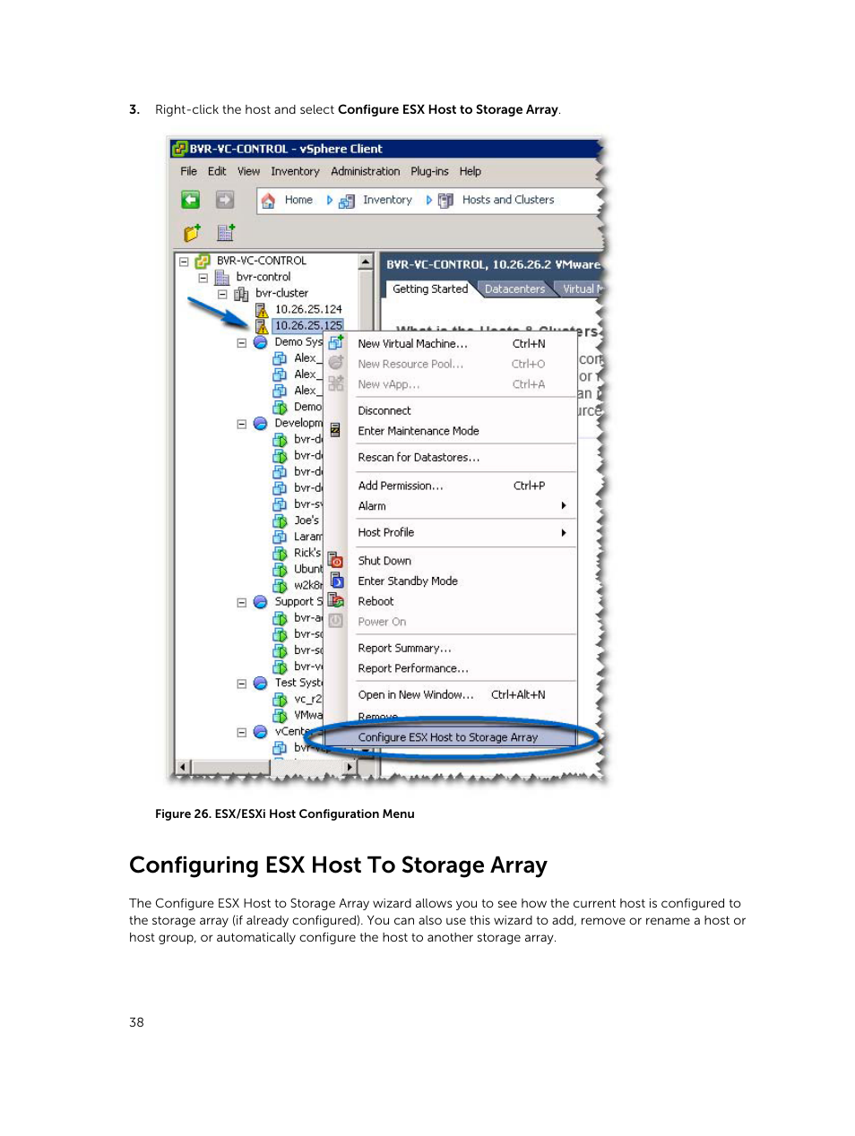 Configuring esx host to storage array | Dell PowerVault MD3260i User Manual | Page 38 / 88