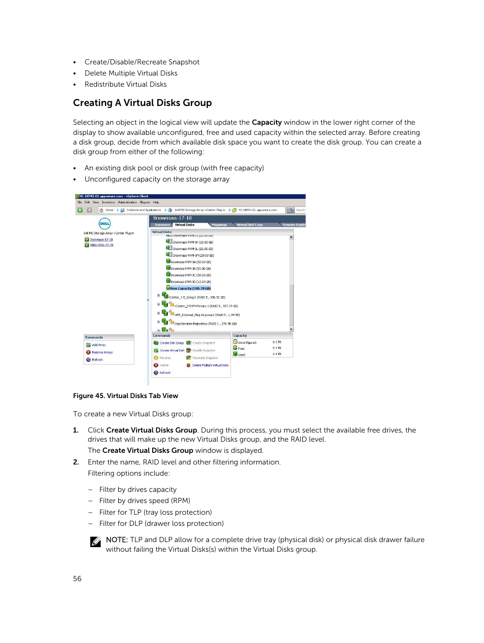 Creating a virtual disks group | Dell PowerVault MD3260i User Manual | Page 56 / 88