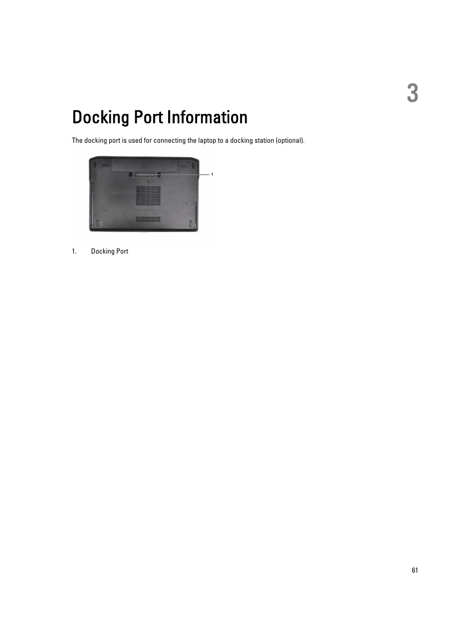 Docking port information, 3 docking port information | Dell Latitude E6430 ATG (Mid 2012) User Manual | Page 61 / 87
