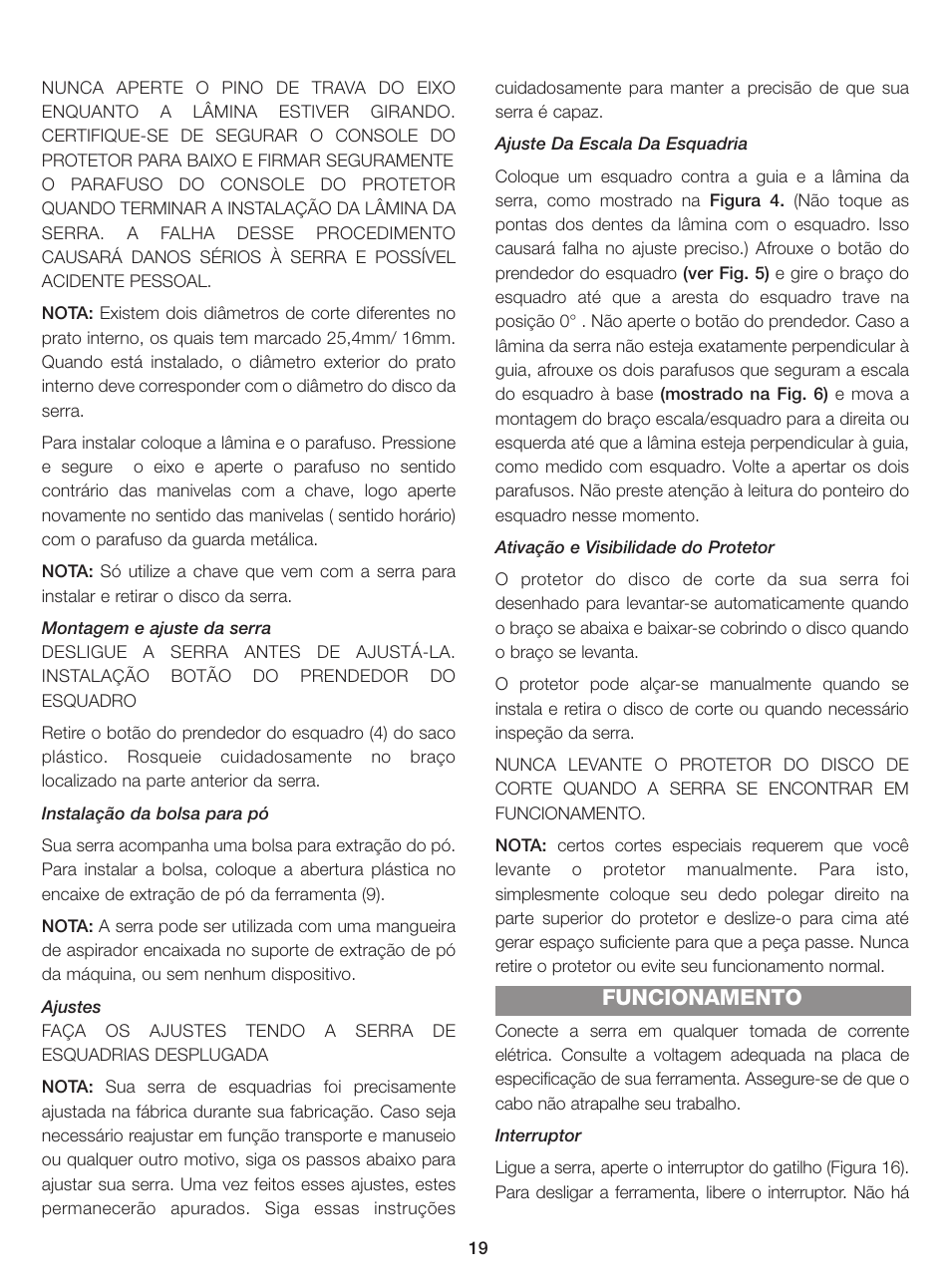 Funcionamento | Black & Decker BT1400 User Manual | Page 19 / 32