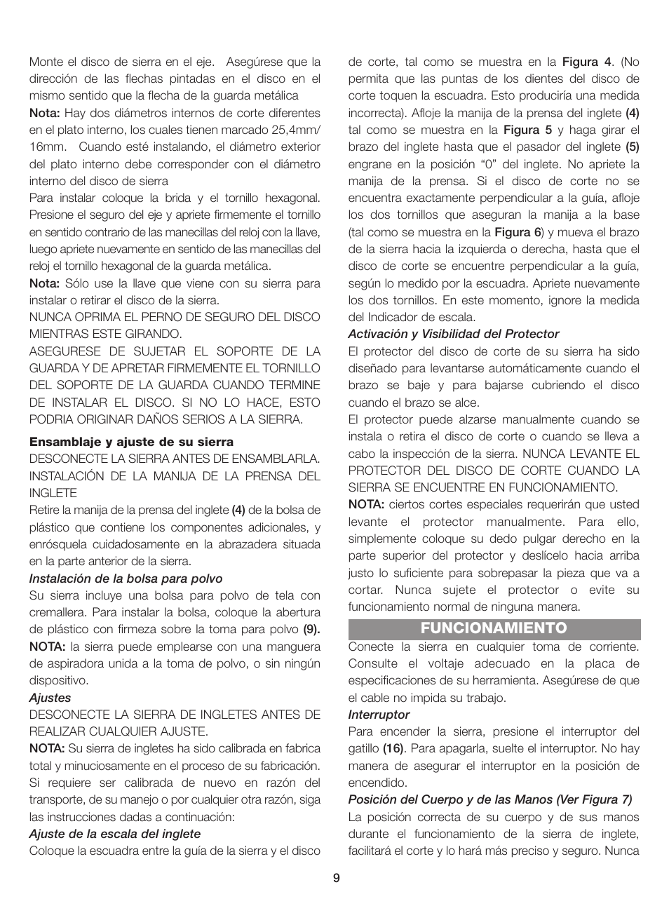 Funcionamiento | Black & Decker BT1400 User Manual | Page 9 / 32