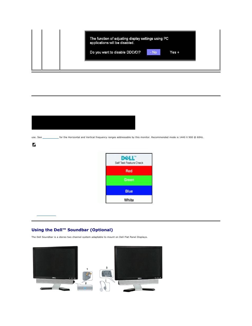 Using the dell™ soundbar (optional), Automatic save, Osd warning messages | Dell E178WFP Monitor User Manual | Page 32 / 39