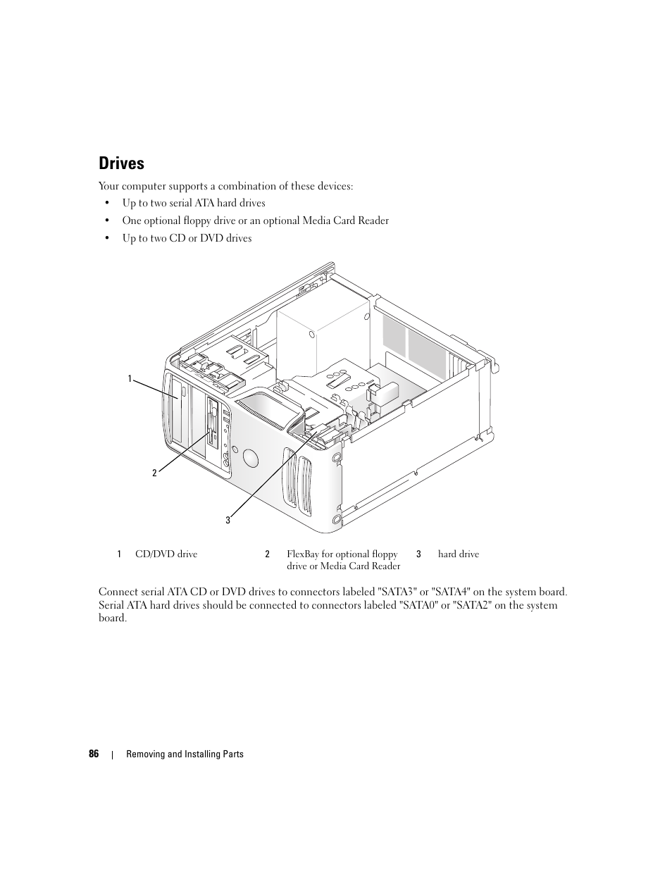 Drives | Dell Dimension E520 User Manual | Page 86 / 162