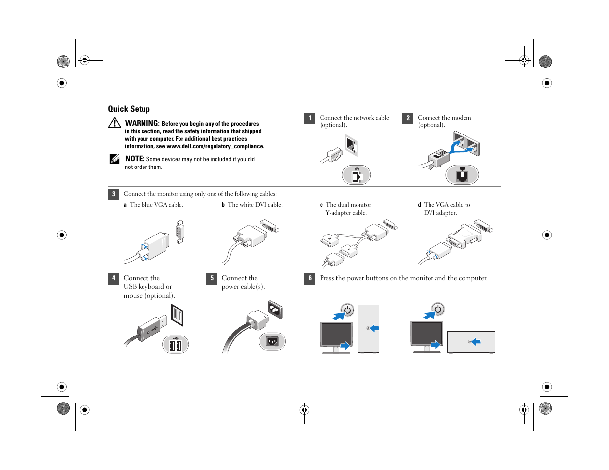 Quick setup | Dell OptiPlex 380 (Late 2009) User Manual | Page 5 / 8