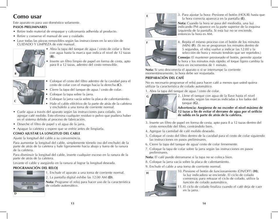 Como usar | Black & Decker DCM100W User Manual | Page 8 / 19