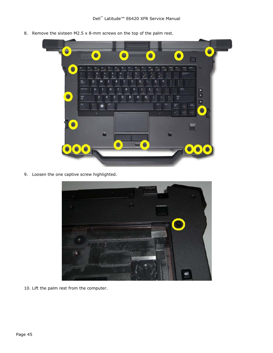 Dell Latitude E6420 XFR (Early 2011) User Manual | Page 45 / 81