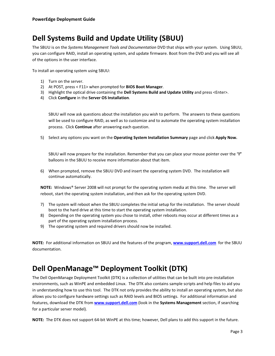 Dell systems build and update utility (sbuu), Dell openmanage™ deployment toolkit (dtk) | Dell POWEREDGE R610 User Manual | Page 5 / 7