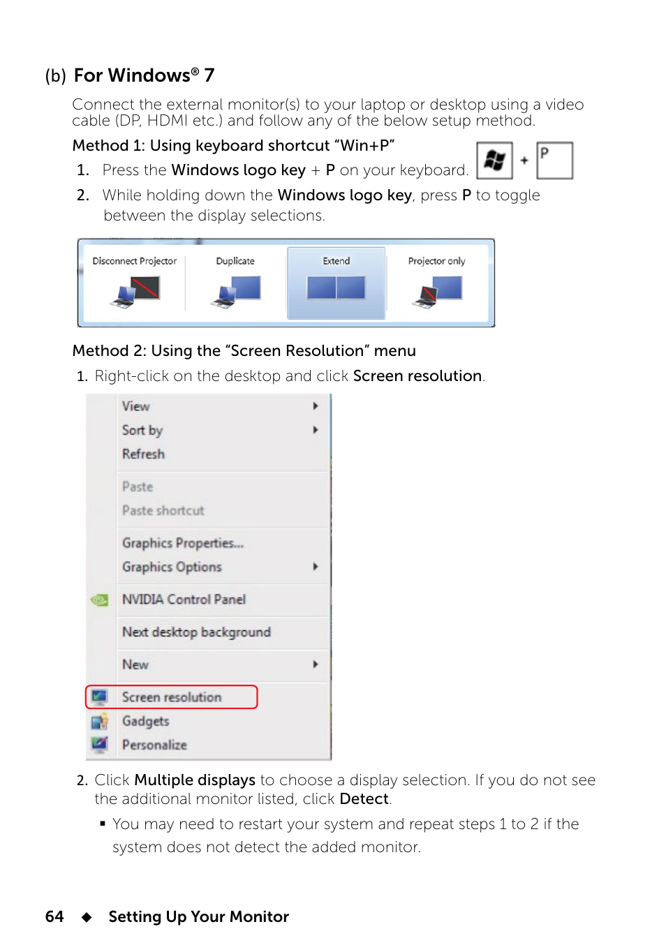 For windows, B) for windows | Dell UP2414Q Monitor User Manual | Page 64 / 74