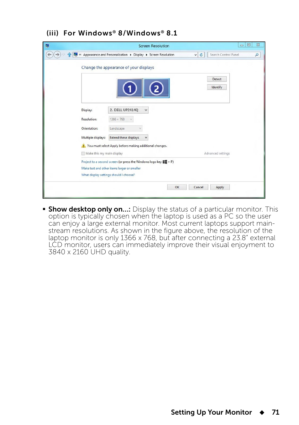 Dell UP2414Q Monitor User Manual | Page 71 / 74