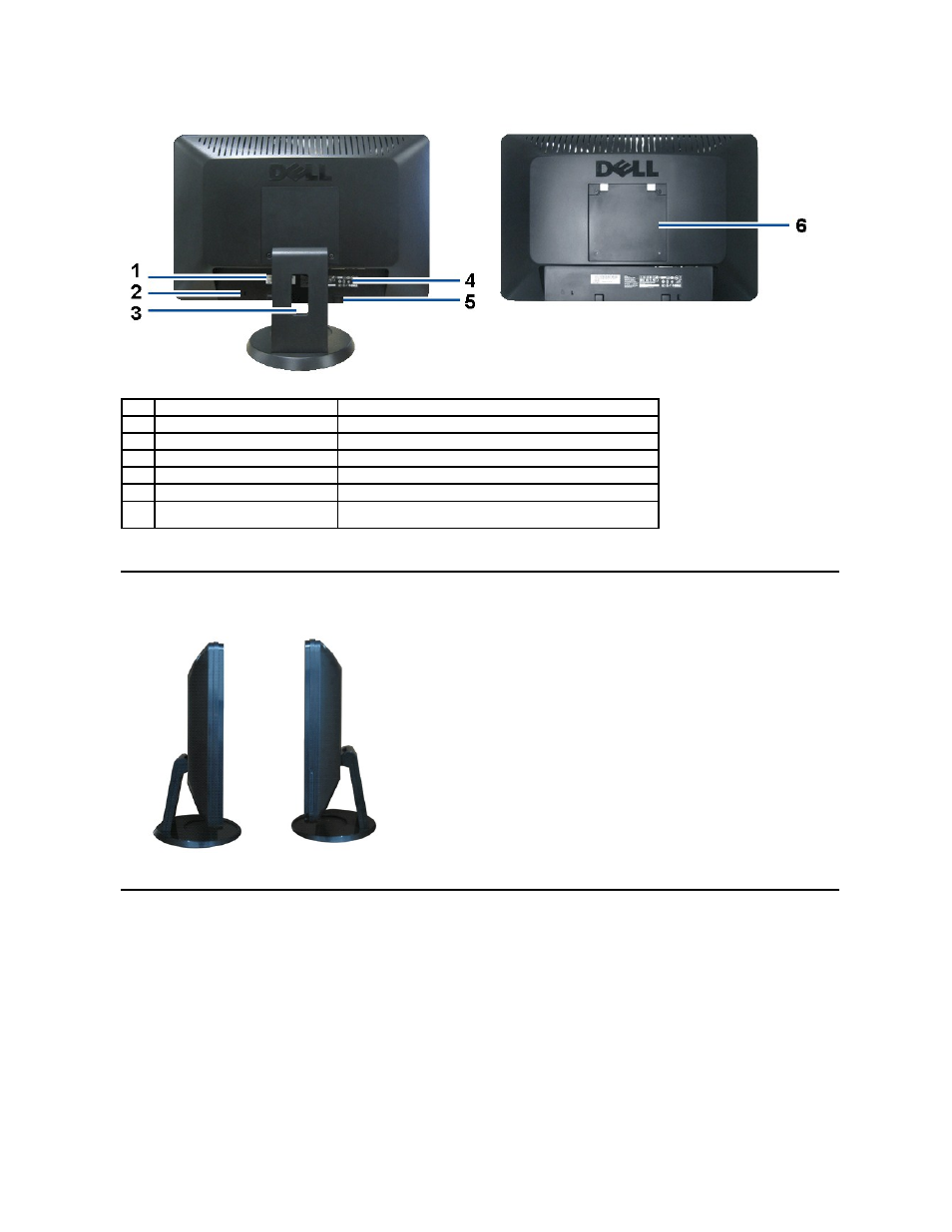 Side view bottom view | Dell S1709WFP Monitor User Manual | Page 4 / 27