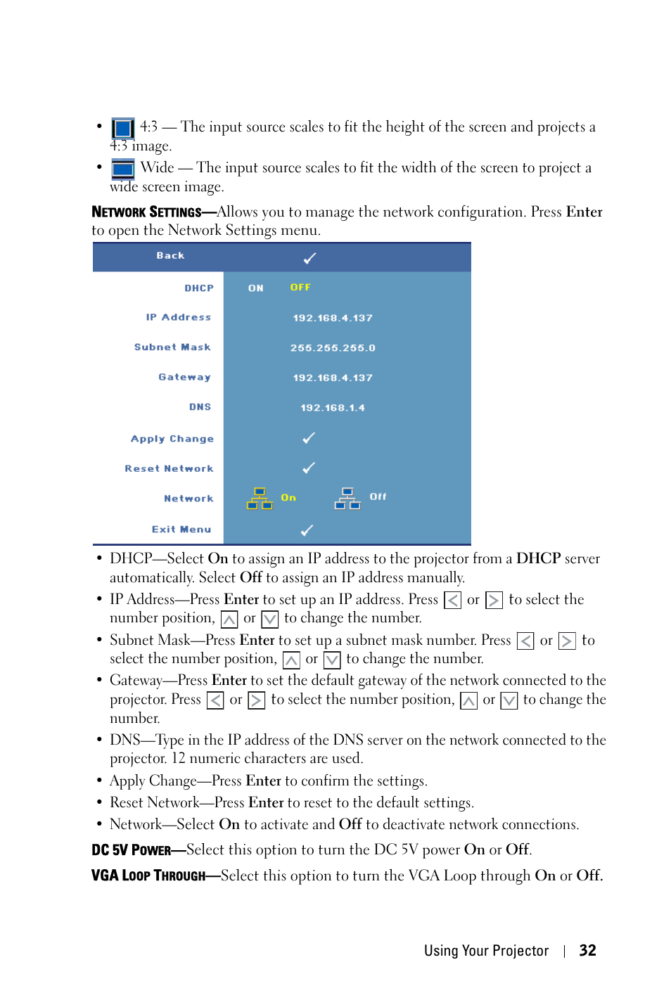 Dell 7609WU Projector User Manual | Page 32 / 62