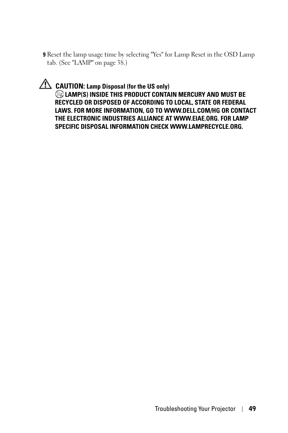 Dell 7609WU Projector User Manual | Page 49 / 62