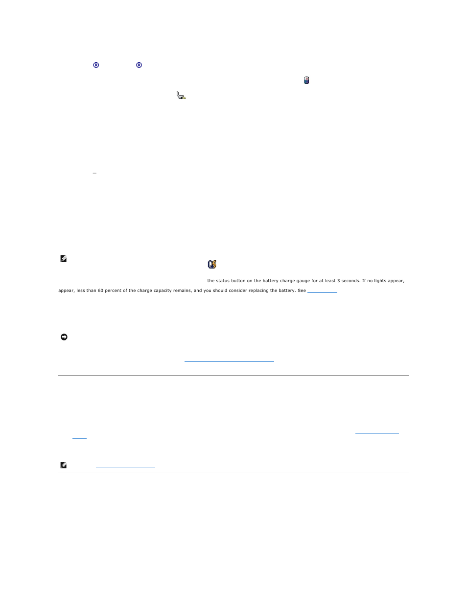 Conserving battery power, Power management modes, Microsoft® windows® power meter | Charge gauge, Low-battery warning, Standby mode | Dell Precision M65 User Manual | Page 12 / 100